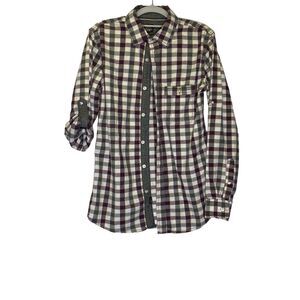 Plaid Button-Up Shirt - Black and White